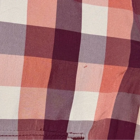 Eddie Bauer Coral Plaid Button Down Shirt Lightweight Roll Tab Sleeve M - Picture 7 of 7